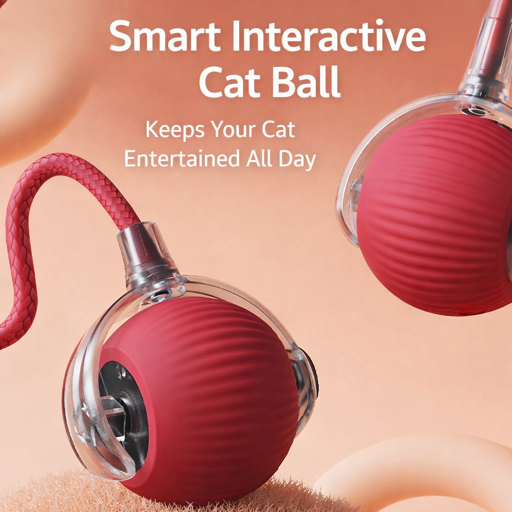 Automatic Interactive Cat Ball Toy with String – Durable & Anti-Bite Pet Toy