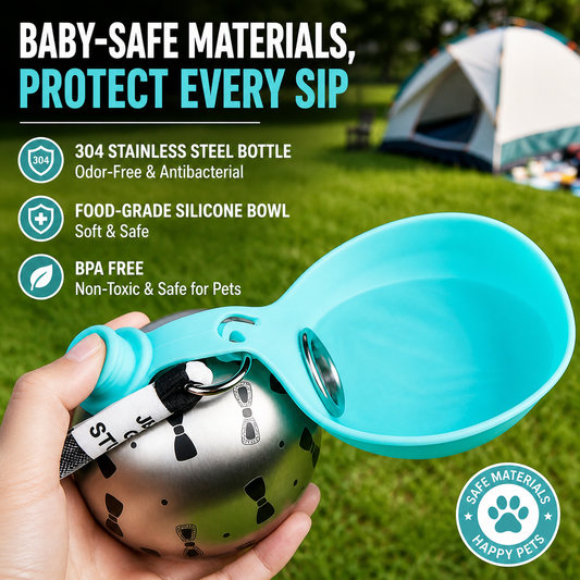 Portable Dog Water Bottle with Foldable Bowl – Leak-Proof