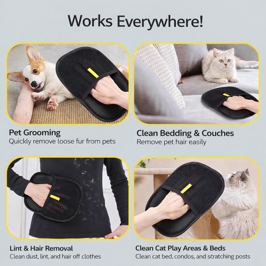 Pet Hair Remover Gloves – Static-Free Grooming for Cats & Dogs